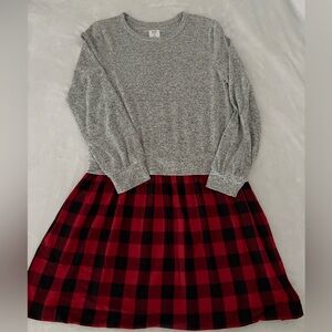 GAP Kids Gray and Buffalo Plaid Dress